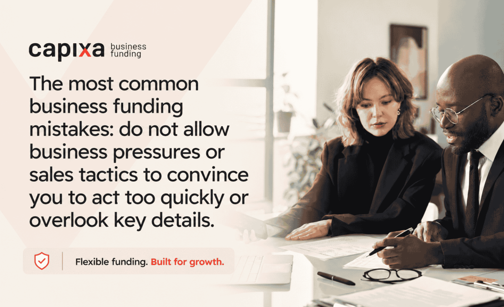 A broker and business owner discussing a funding offer